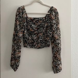 Womens Long Sleeve Floral Top